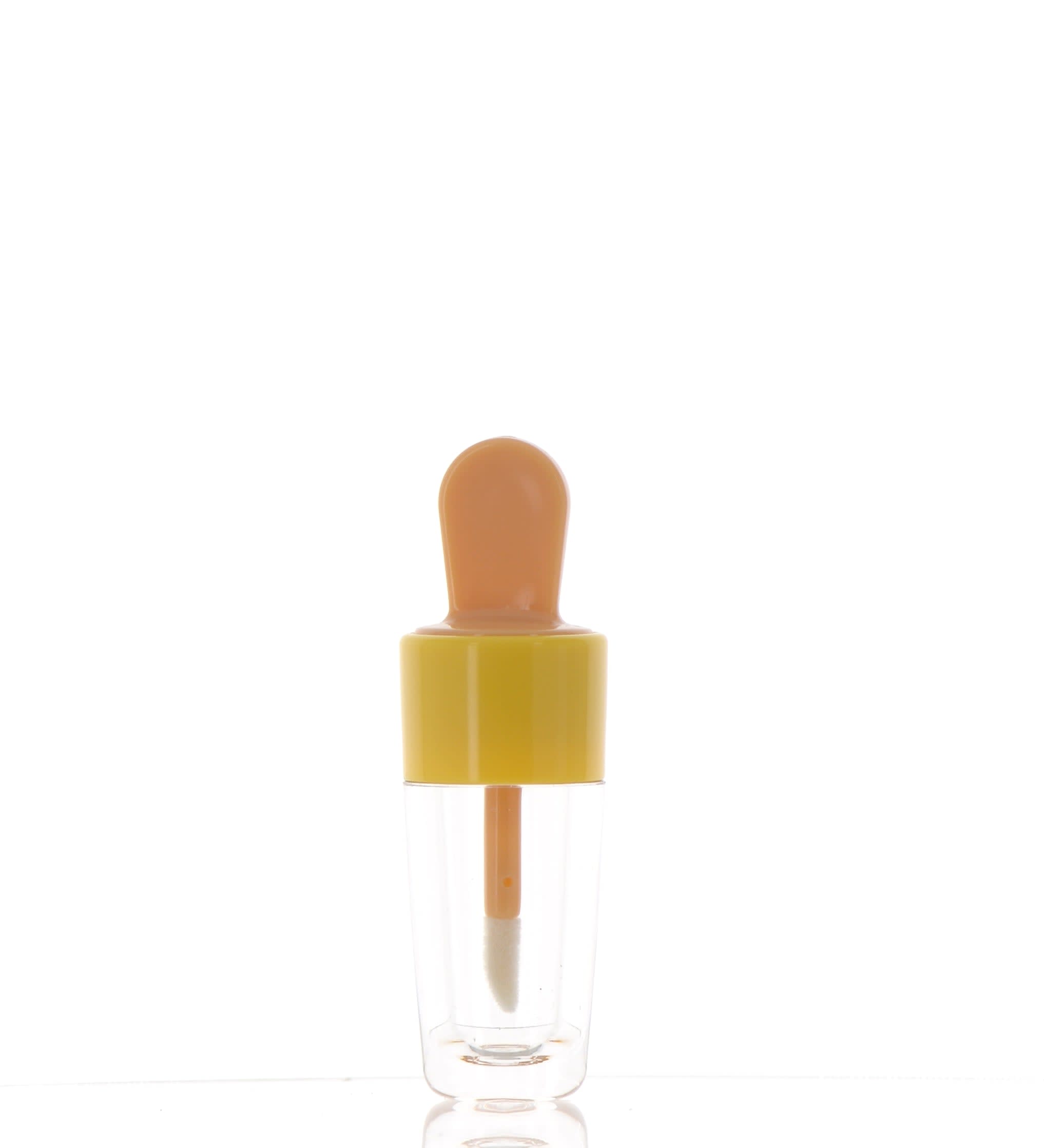 The image shows a clear, cylindrical tube with a black twist-off cap, designed for holding lip gloss. The product is the APG Packaging 0.2oz PP Lip Gloss Tube (APG-ZP3511). The transparent body of the tube allows the contents to be visible, and the sleek black cap adds a touch of elegance. The tube is standing upright against a plain, white background.