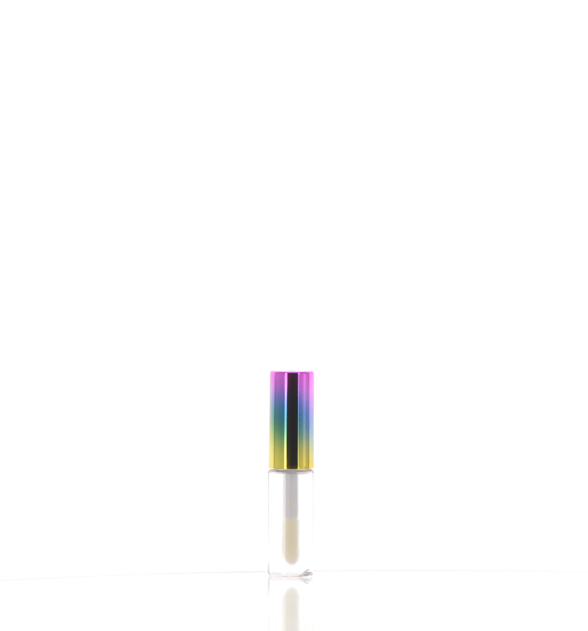 The image shows the APG Packaging 0.2oz PP Lip Gloss Tube (APG-7059). It is a clear, cylindrical lip gloss tube made of polypropylene with a white cap. The tube is empty and designed for cosmetic use, specifically for holding lip gloss. The product has a sleek and simple design, emphasizing its practical functionality for everyday use.