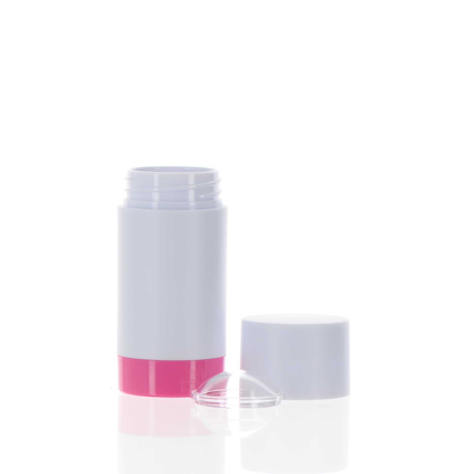 The image shows the APG Packaging 0.5oz Mixed Material Skin Stick (APG-RP-LB). It features a compact cylindrical container with a sleek white body and a transparent cap. The design is minimalistic and modern, suitable for conveniently applying skin products.