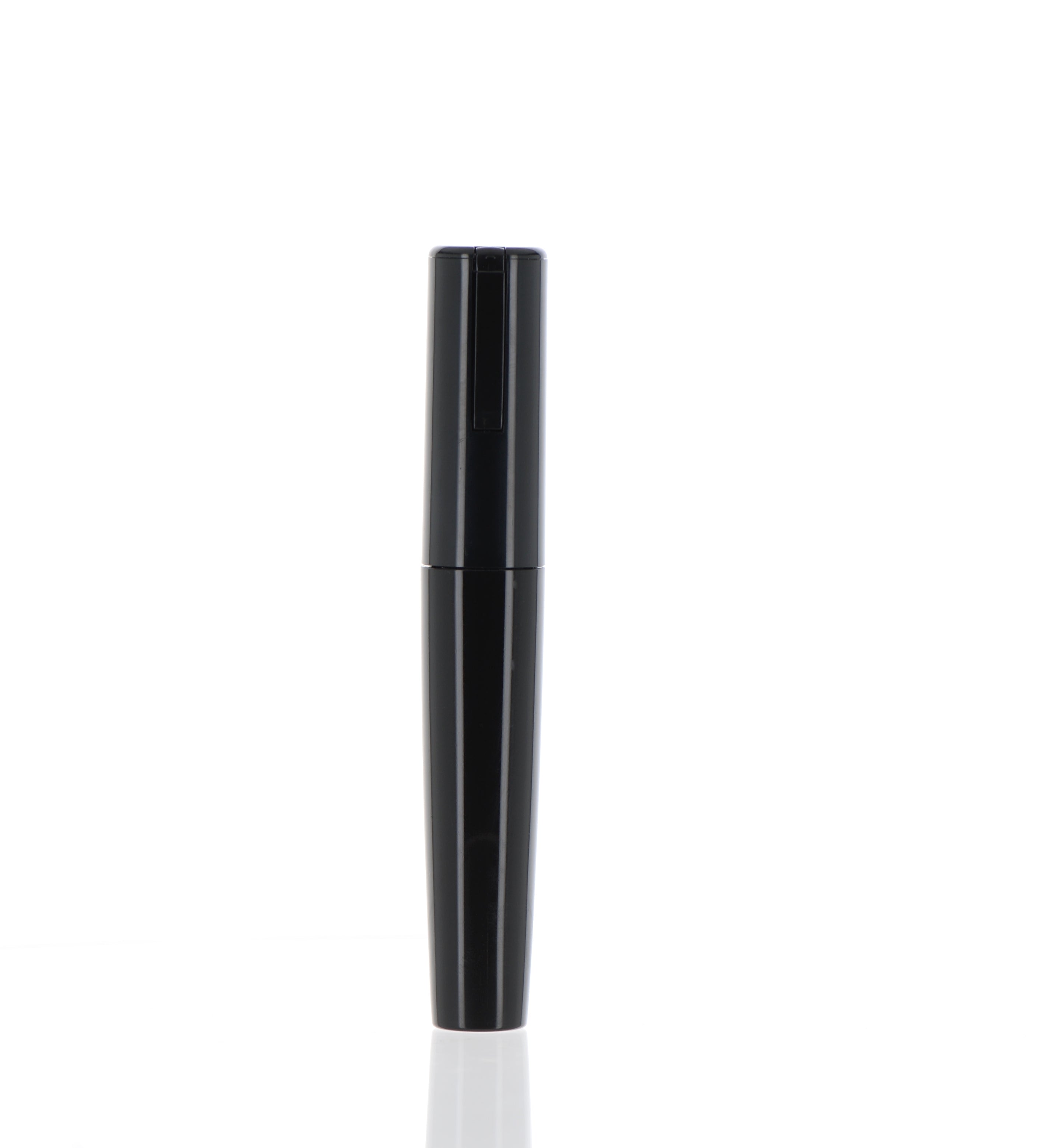 The image shows the APG Packaging 0.5oz Mixed Material Mascara Tube (model APG-6292I). The tube has a sleek, cylindrical design with a shiny, metallic silver cap that contrasts with the matte black body of the tube. The product appears elegant and modern, suitable for housing mascara. The design is simple yet stylish, ideal for a makeup product.