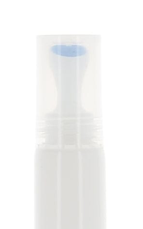 The image shows the APG Packaging 1.0oz Mixed Material Tube (APG-19-120-WC). The tube is predominantly white with a smooth, glossy surface. It has a cylindrical shape, tapering slightly towards the bottom. The tube is capped with a shiny silver cap, which contrasts with the white body, giving it a sleek and modern appearance. The overall design is simple and elegant, suitable for a variety of cosmetic or skincare products.