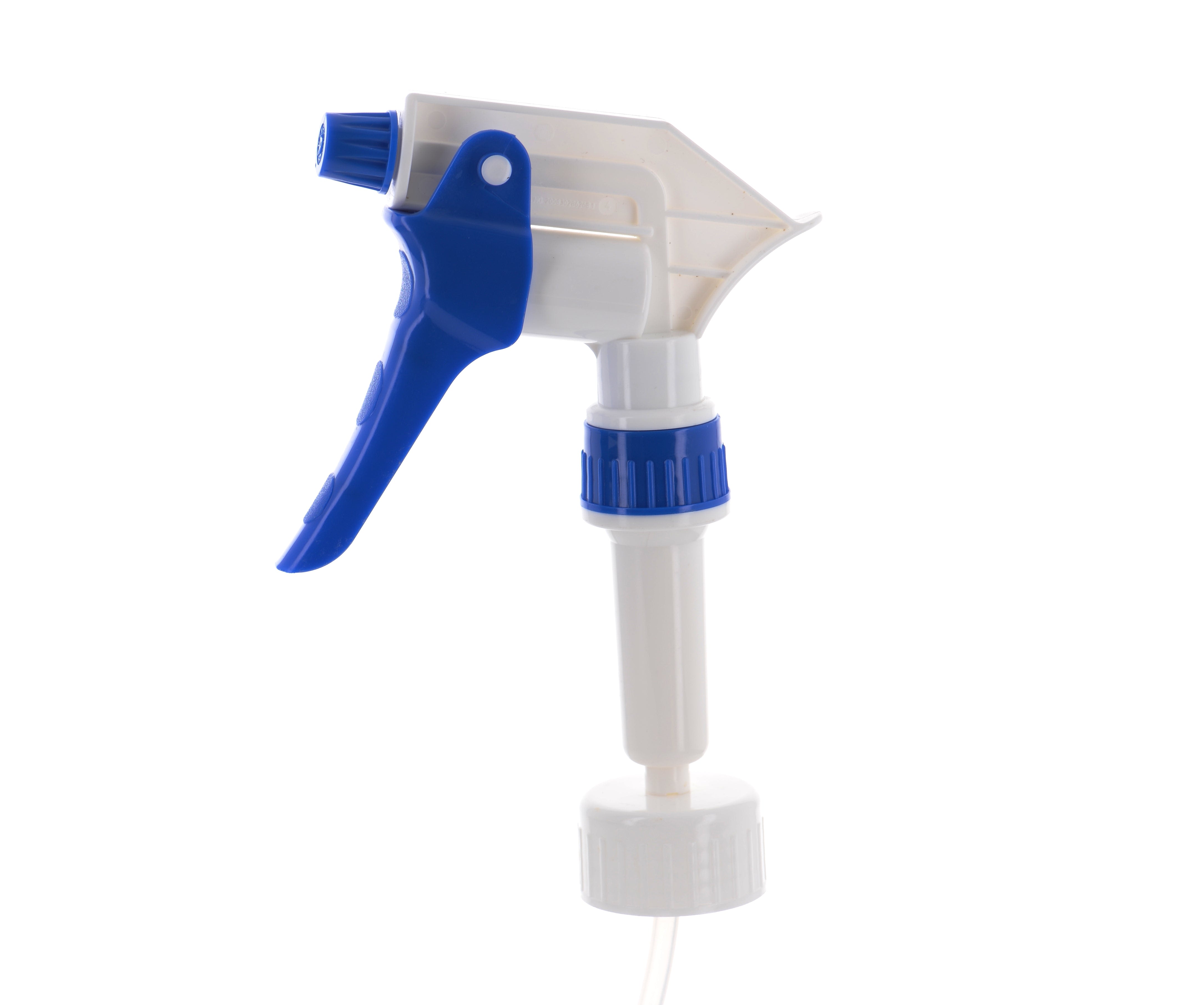 The image shows the APG Packaging Mixed Material Sprayer 38-410. The sprayer features a white plastic pump with a ribbed collar for easy grip and attachment. The nozzle is designed for dispensing liquids in a fine mist. The product appears clean and functional, suitable for various liquid applications.