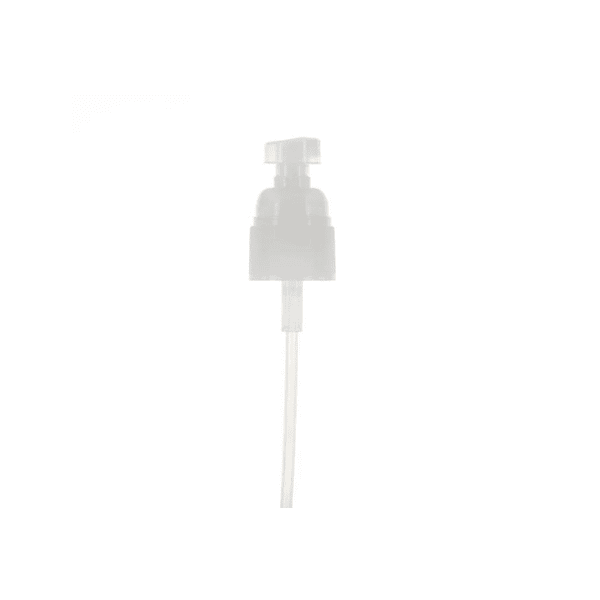 The image shows the APG Packaging PP Sprayer 28-410. It features a white plastic trigger sprayer with a ribbed collar for better grip. The sprayer has a long dip tube extending from the bottom, designed to be inserted into a bottle. The nozzle at the front is small and cylindrical, allowing for a fine mist or spray when the trigger is pressed. The overall design is functional and streamlined, making it suitable for various liquid dispensing needs.