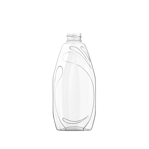 The image displays a Resilux 28.0oz PET Bottle, model A280E4L. The bottle is clear, cylindrical, and has a smooth surface. It features a standard neck finish suitable for a screw cap. The overall design is simple and functional, highlighting the bottle's capacity and clarity.