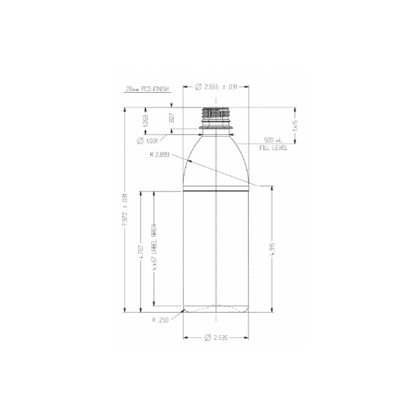 16.9oz 28-PCO PET Round Bottle