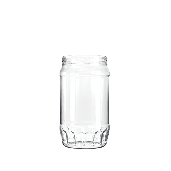The image shows a clear plastic jar with a smooth, cylindrical shape. The jar has a wide mouth and a screw-top neck designed for a lid (not shown in the image). The material of the jar is transparent, allowing for full visibility of its contents when filled. The product is named "Resilux 32.0oz PET Jar A320E0R."