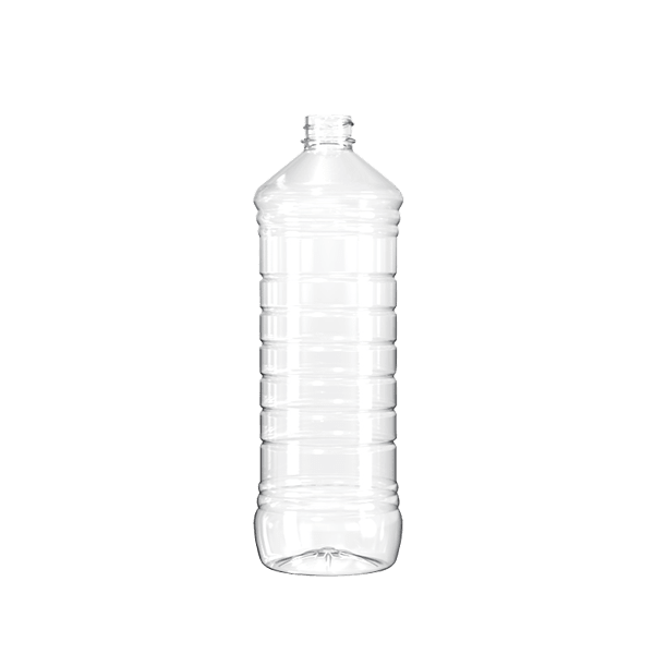 The image shows a Resilux 32.0oz PET Bottle. The bottle is transparent and cylindrical with a smooth surface. It has a narrow neck and a screw-top opening. The bottle appears to be empty and is standing upright against a plain white background.