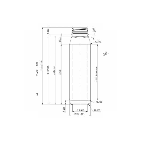 The image features the Resilux 12.0oz PET Bottle A120G0F. The bottle is transparent, cylindrical, and made of PET plastic. It has a smooth surface with a standard neck finish, suitable for various types of closures. The bottle is empty and stands upright on a white background, showcasing its clear and sleek design.