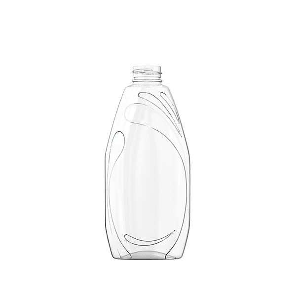 The image shows a clear, cylindrical plastic bottle with smooth, straight sides and a narrow neck. The bottle is empty and appears to be made of PET (polyethylene terephthalate). The overall design is simple and functional, with no visible labels or markings. This is the Resilux 28.0 oz PET Bottle (A280E3L). The bottle is designed to hold liquids, and the clear material allows the contents to be visible from the outside.
