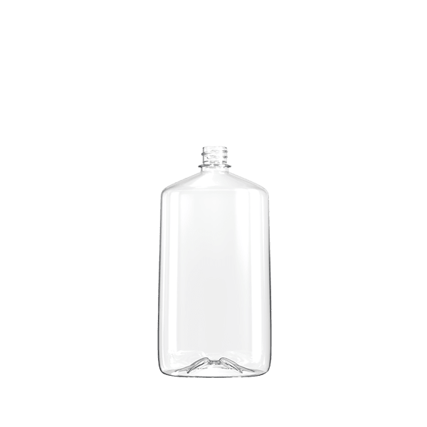 The image shows a clear, cylindrical plastic bottle with a slight taper near the top, designed for holding liquids. The bottle, named "Resilux 16.0oz PET Bottle," has a smooth surface and is transparent, allowing the contents inside to be visible. The neck of the bottle is threaded, indicating it can be securely sealed with a screw-on cap (not shown in the image). The bottle appears to be empty and is placed against a plain white background.