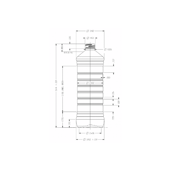 The image shows a clear, cylindrical PET bottle with a flat base and a narrow neck, designed for packaging liquids. The product name is "Resilux 30.0oz PET Bottle A300E4S." The bottle features smooth, transparent sides and a standard screw-top opening.