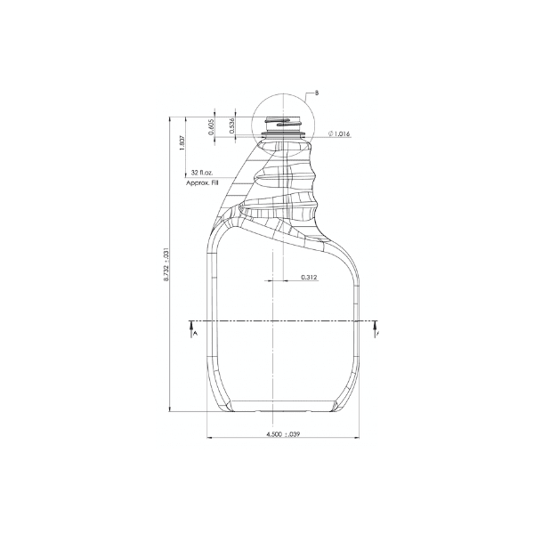 The image shows a clear, cylindrical plastic bottle with a smooth surface and no label. The bottle features a standard screw-top neck, suitable for various types of closures. The bottle appears to be empty and is displayed against a plain white background. This product is the Resilux 32.0oz PET Bottle (A320E9W).