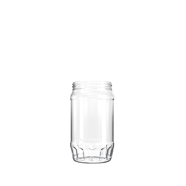 The image displays the Resilux 24.0oz PET Jar A240E0Q. The jar is made of clear PET plastic, allowing the contents inside to be visible. It has a cylindrical shape with smooth, transparent sides and a wide mouth opening at the top. The lid is not shown in the image. The overall design appears simple and functional, suitable for storing a variety of products.