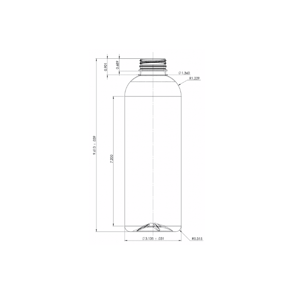 33.8oz 38-Bericap PET Round Bottle