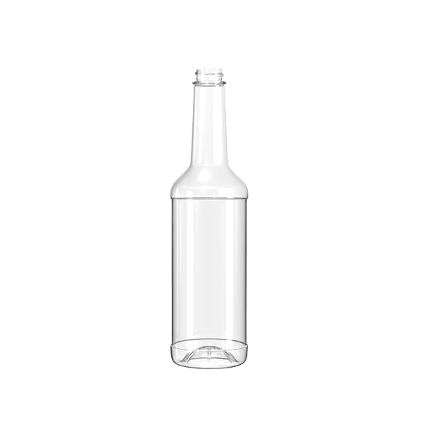 The image shows a clear Resilux 33.8oz PET Bottle (B1000E9M). The bottle has a cylindrical shape with smooth, transparent walls, allowing the contents inside to be visible. It features a standard screw-top neck designed for easy sealing with a compatible cap. The base of the bottle is flat, providing stability when placed on surfaces.