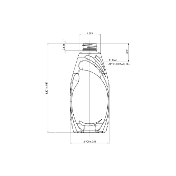 The image shows a clear, cylindrical plastic bottle with a capacity of 11.0 ounces. The bottle has a smooth surface with no labels or markings and features a standard screw-top opening. This is the 11.0 oz PET Bottle by Resilux.