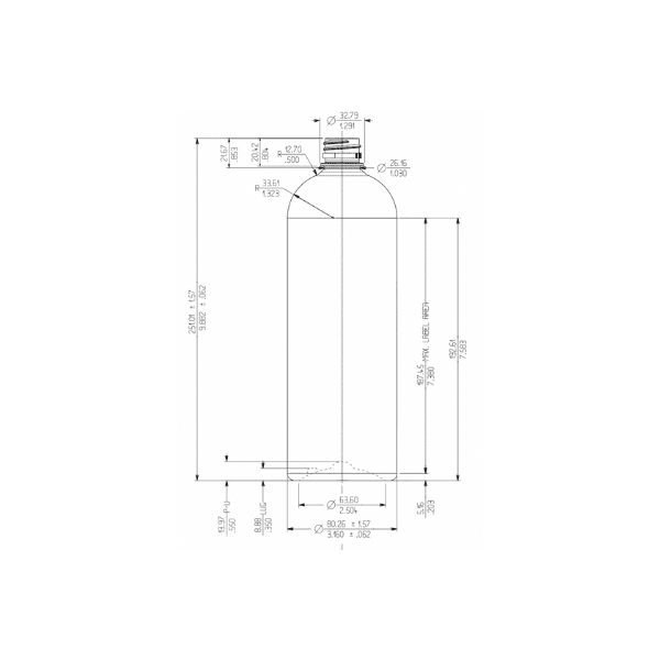 33.8oz 28-400 PET Round Bottle