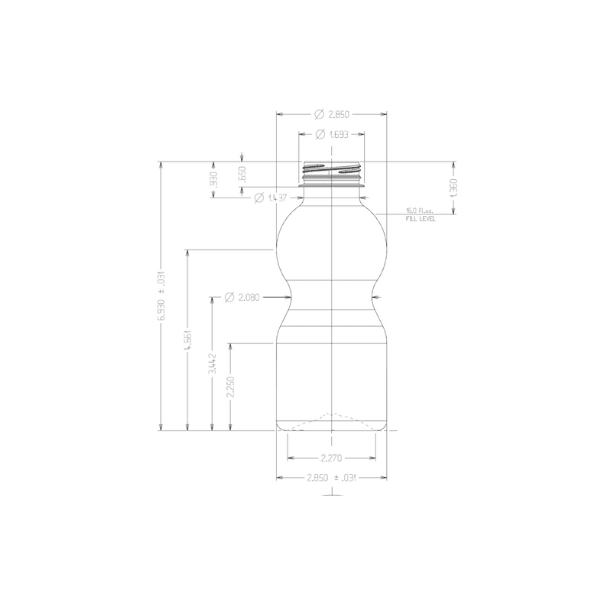The image shows the Resilux 16.0oz PET Bottle (A160E55). It is a clear, cylindrical plastic bottle with a smooth surface and no label. The bottle has a standard neck finish suitable for capping and is designed to hold 16.0 ounces of liquid. The overall design is simple and functional, making it suitable for various beverages.