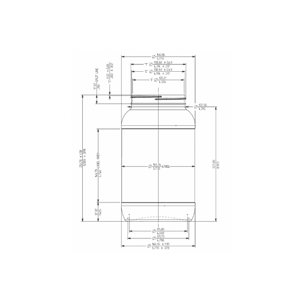 The image shows a clear, cylindrical Resilux 125.0oz PET Jar. The jar is made of transparent plastic, allowing visibility of its contents. It has a wide mouth opening and smooth sides, ideal for packaging various products. The jar is displayed against a plain white background.