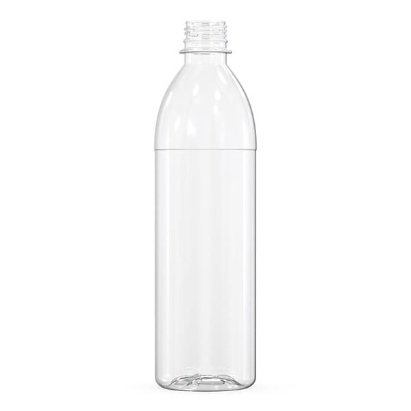 The image shows the Resilux 33.8oz PET Bottle. It is a clear, cylindrical plastic bottle with a smooth surface and a narrow neck. The bottle has a standard screw-top opening and appears to be empty. The transparency of the PET material allows a clear view of the interior, making it suitable for various liquid products.