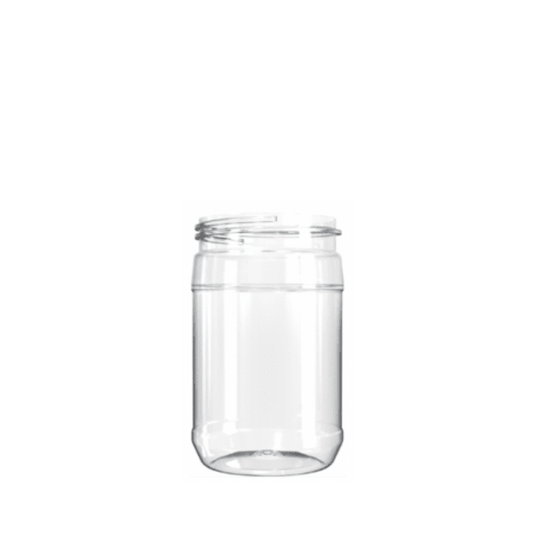 The image shows the Resilux 15.0oz PET Jar A150E0Z. It is a clear, cylindrical plastic jar with a wide-mouth opening and no lid attached. The jar has smooth, transparent surfaces allowing visibility of its contents, and it appears to be made of lightweight, durable PET material. The jar is empty, showcasing its clean and functional design.