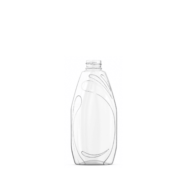 The image shows a clear, cylindrical plastic bottle with a smooth surface, a slightly tapered neck, and a screw-on cap. The bottle appears to be empty and is standing upright. This is the Resilux 28.0oz PET Bottle.