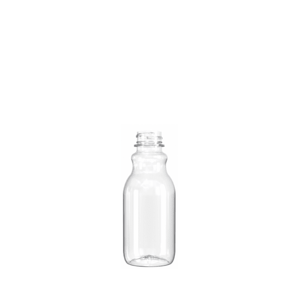 The image shows the Resilux 6.0oz PET Bottle (A60E3H). It is a clear, cylindrical plastic bottle with a smooth surface and no label. The bottle has a narrow neck and a screw-top opening. It is designed for liquid storage and appears to be lightweight and durable.