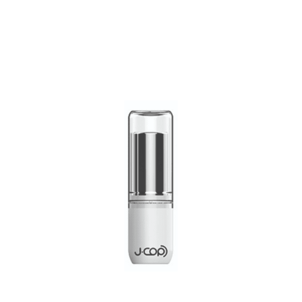 The image shows the JCOP 0.1oz ABS Lip Stick. It features a sleek, cylindrical design with a smooth, glossy white exterior. The lip stick has a simple, minimalist appearance with a twist-up mechanism. The cap is the same color and texture as the base, ensuring a uniform look. The product appears compact and convenient for carrying in a purse or pocket.
