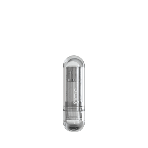 The image shows the JCOP 0.1oz Lip Stick. The product is a small, cylindrical lipstick container with a sleek, metallic finish. The cap is slightly rounded at the top, and the base is flat, allowing the tube to stand upright. The overall design is minimalist and elegant, suitable for holding a small amount of lip product.