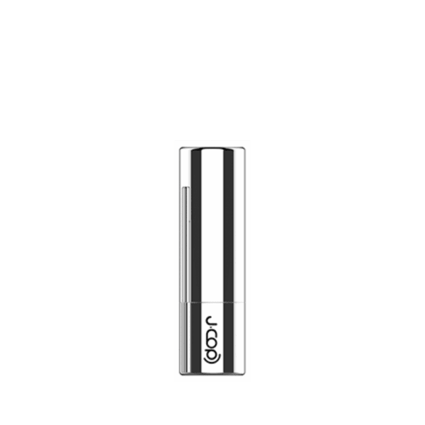 The image shows the JCOP 0.1oz Aluminum Lip Stick. It features a sleek and minimalist cylindrical design with a smooth metallic finish. The lip balm tube is light silver in color and has a simple, modern appearance without any visible branding or labels. The cap is securely fitted onto the base, giving the product a clean and polished look. This compact and portable lip stick is designed for easy application and convenience.
