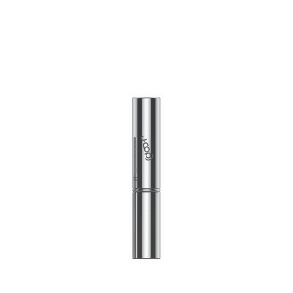 The image features the JCOP 0.1oz Aluminum Lip Stick container. The container is cylindrical with a sleek, polished metallic finish. The cap is slightly rounded at the top and fits snugly over the base. The overall appearance is modern and minimalist, with no visible branding or labels on the container. The JCOP 0.1oz Aluminum Lip Stick is designed for holding lip balm or lipstick.