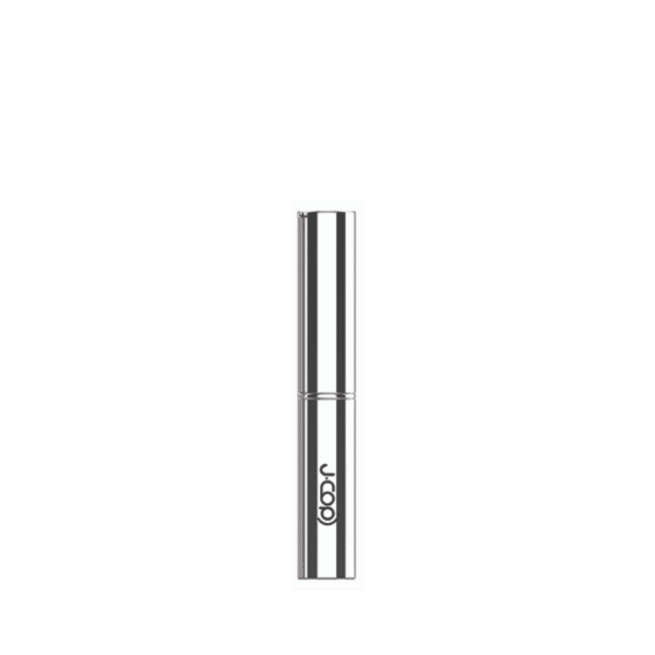 The image displays the JCOP 0.1oz Aluminum Lip Stick container. It is a sleek, cylindrical tube made of aluminum with a brushed metal finish. The container features a smooth, reflective surface and is capped with a matching aluminum lid that fits securely over the base. The design is minimalistic and modern, providing a clean and professional look. The product is intended for holding lip balm or lipstick.