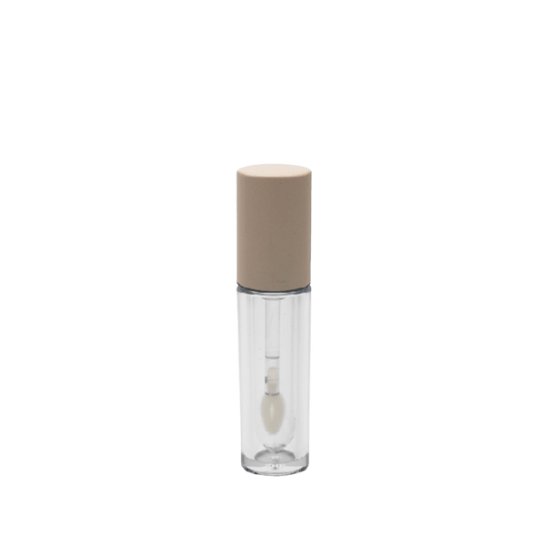 The image features the JCOP 0.1oz Aluminum Lip Gloss Tube. The tube is cylindrical with a sleek, metallic silver finish. It has a small, screw-on cap at the top, also in silver, which matches the body of the tube. The overall design is simple and minimalist, emphasizing the smooth surface and reflective quality of the aluminum material. The tube appears lightweight and compact, ideal for holding a small amount of lip gloss.