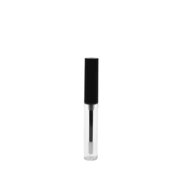 The image displays the JCOP 0.1oz PP Lip Gloss Tube. It is a small, transparent cylindrical container designed for lip gloss. The tube features a sleek, minimalist design with a clear body that allows the product inside to be visible. The cap is also transparent and has a smooth, glossy finish, giving the tube a polished and refined appearance. The overall look is simple yet elegant, making it a practical and stylish option for lip gloss packaging.