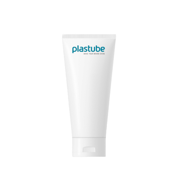 The image depicts the Plastube LDPE Tube 8oz Mono Tube. It is a white, cylindrical tube with a smooth surface and a slightly tapered shape, designed for packaging various products. The tube has a screw-on cap at the top, allowing for secure closure. The overall design is simple and functional.