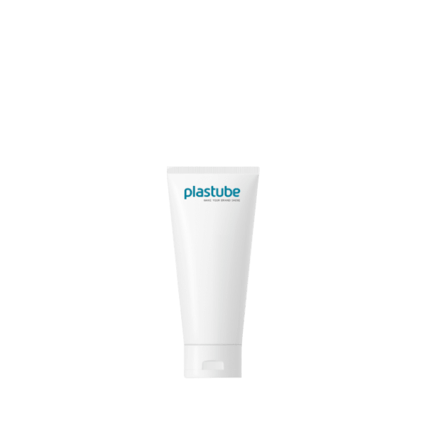 A 0.5oz monomaterial HDPE tube from Plastube. The small, cylindrical tube features a smooth, white surface with a flat top and a rounded, sealed end. The tube appears empty and is designed for packaging small quantities of products, such as cosmetics or lotions.