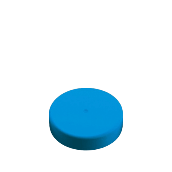 The image shows the Mold-Rite Plastics PP Threaded Closure 63-400 SK063. It is a round, white plastic cap designed for bottles or containers. The cap features a smooth, flat top and ribbed sides for easy gripping and twisting. The threading inside the cap is visible, indicating it is designed to screw onto a corresponding container.