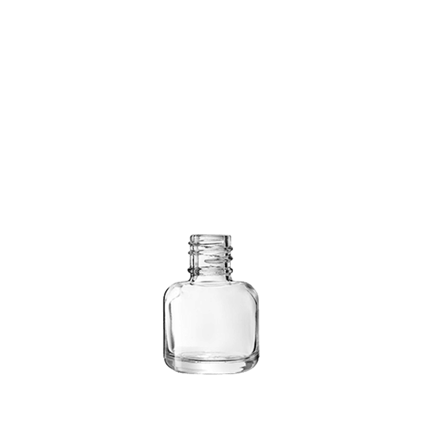 The image shows the Calaso 0.5oz Glass Bottle. The bottle is cylindrical with a clear, transparent glass body. It has a smooth surface and a narrow neck that flares out slightly at the top. The opening is threaded to accommodate a cap or dropper, which is not shown in the image. The overall design is sleek and minimalist, suitable for storing small quantities of liquids such as essential oils, serums, or other cosmetic products.
