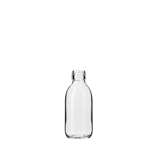 The image displays the Glasmeister Calaso 5.1oz Glass Bottle. It is a clear, cylindrical glass bottle with a smooth surface and a straight-walled design. The bottle has a wide neck and a screw-top closure. The overall appearance is sleek and minimalist, making it suitable for various liquid products.