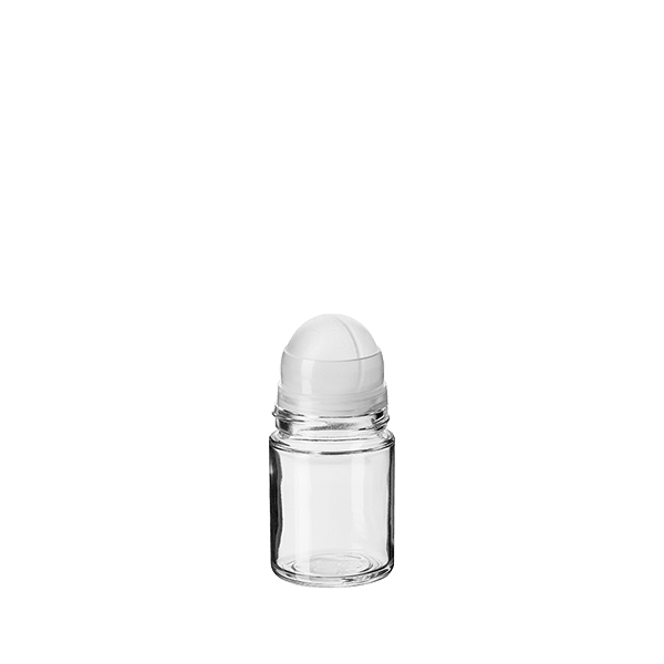 The image displays the Calaso 2.5oz Glass Bottle. It is a small, clear glass bottle with a cylindrical shape and a smooth, polished surface. The bottle has a narrow neck with a screw-threaded finish designed for a secure cap or dropper attachment. The clarity of the glass allows the contents inside to be easily visible, and the overall design is sleek and minimalist.