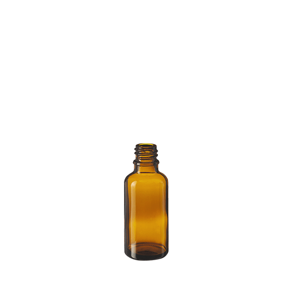 The image shows a clear glass dropper bottle named Calaso 1.0oz Glass Dropper Bottle. The bottle has a cylindrical shape with smooth, transparent glass. It is topped with a black dropper cap that includes a rubber bulb for dispensing liquids. The overall design is sleek and minimalistic, making it suitable for storing essential oils, serums, or other liquid products. The dropper cap is securely fitted to ensure a leak-proof seal.