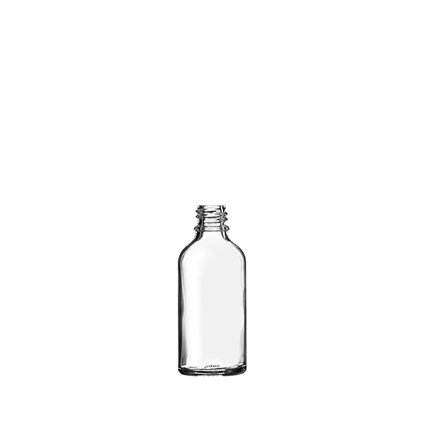 The image shows the Calaso 1.7oz Glass Dropper Bottle. It is a clear, cylindrical glass bottle with a smooth surface. The bottle is topped with a black dropper cap, which includes a rubber bulb for dispensing liquid products. The dropper cap contrasts with the transparent glass, giving the bottle a sleek and modern appearance. The overall design is simple and elegant, suitable for storing and dispensing various liquids.