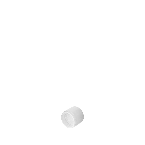The image displays the Calaso PP Dropper DIN18. The product consists of a clear cylindrical glass bottle paired with a black dropper cap. The dropper cap is equipped with a pipette, designed for precise dispensing of liquids.