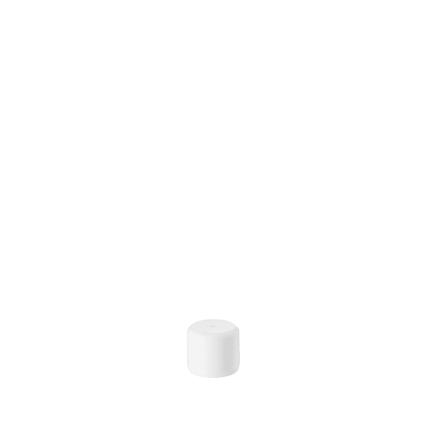 The image shows a product named Calaso PP Dropper, DIN18. The dropper consists of a white plastic cap with ribbed sides for an easy grip. Attached to the cap is a slender, transparent glass pipette used for dispensing liquids. The dropper is designed to fit DIN18 neck bottles, which typically have an 18mm diameter opening. The overall design is sleek and functional, suitable for precise liquid application.
