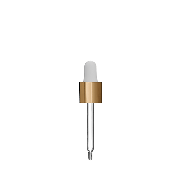 The image shows the "Calaso PP Dropper 18-415 VPB07A3A003" product. It is a close-up view of a plastic dropper featuring a ribbed screw cap and a slender pipette. The dropper is designed for precision liquid dispensing and appears in a neutral color. The background is plain and white, allowing the dropper's details to stand out clearly.