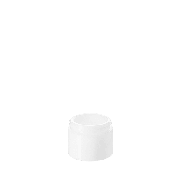 The image shows the Calaso 1.7oz Glass Jar. It is a small, clear glass jar with a cylindrical shape and a smooth, flat base. The jar has a wide opening at the top with threading for a screw-on lid, which is not included in the image. The glass is transparent, allowing the contents inside to be visible when filled. The overall design is simple and elegant, suitable for various cosmetic or personal care products.