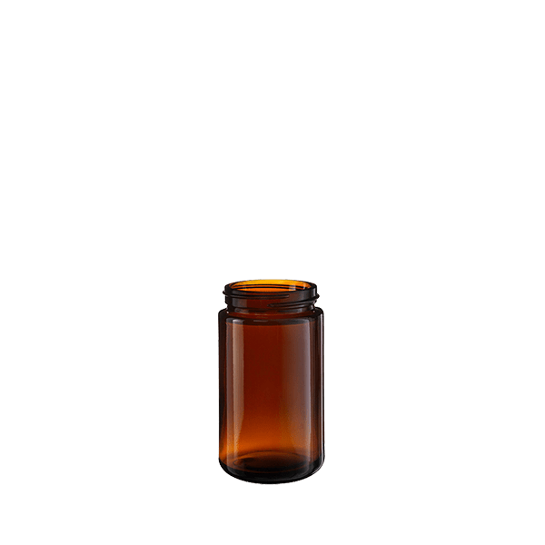 The image features the Glasmeister Calaso 5.1oz Glass Jar. The jar is cylindrical with a clear, transparent body, allowing the contents inside to be visible. It has a smooth, sleek surface and a wide opening at the top. The jar is accompanied by a matching lid, which is not shown in the image. This product is likely used for storing various items, such as cosmetics, food, or other small goods. The overall design is minimalist and modern.