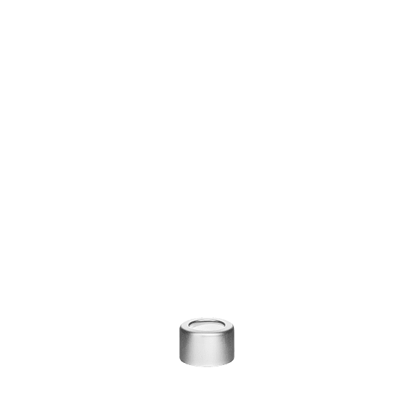 The image features the Calaso Aluminum Overcap 24/410. It is a sleek, cylindrical cap designed to fit the 24/410 size specification. The cap appears to be made of a shiny metallic material, giving it a polished and modern look. The top surface is smooth and flat, with slightly rounded edges for a refined finish. There are no visible logos or text on the cap. The overall design is minimalistic and functional. 