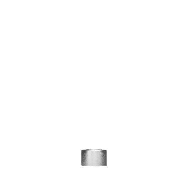 The image features the Calaso Aluminum Overcap 24/410. This is a sleek, cylindrical cap designed to fit onto a bottle with a 24/410 neck size. The overcap is made of smooth, polished aluminum, giving it a modern and elegant appearance. The cap's surface is reflective, and it has a uniform, metallic finish.