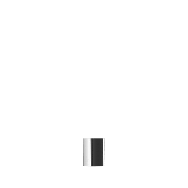 The image shows the Calaso Aluminum Overcap FEA 15. It is a sleek, smooth, cylindrical cap designed to fit over a nozzle or dispenser. The overcap has a glossy metallic finish, giving it a polished and professional appearance. The product is likely used to protect and enhance the functionality of a container's dispensing mechanism.